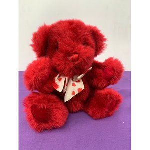 Dan Dee Red Valentines Bear Ribbon with Red Hearts 7 Inch Height Sitting